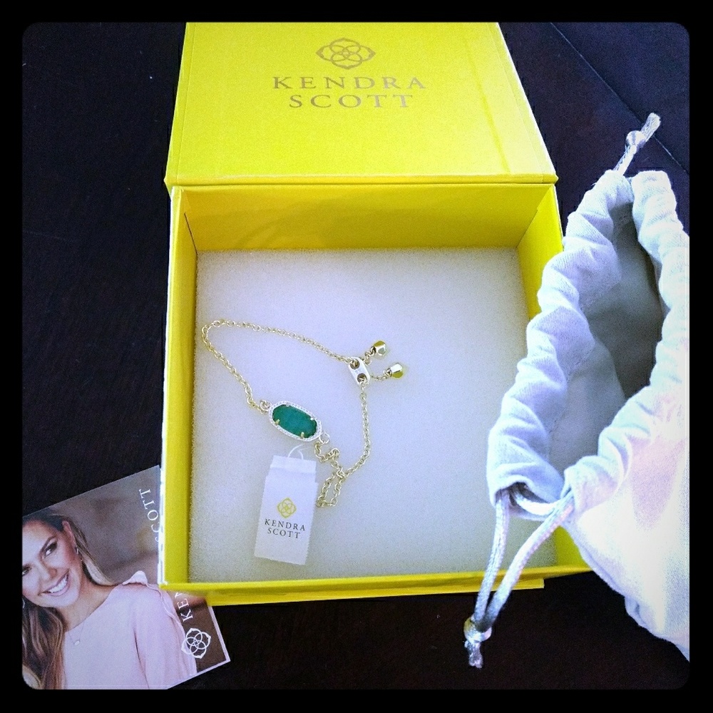 Kendra Scott Elisa bracelet - teal gem and gold